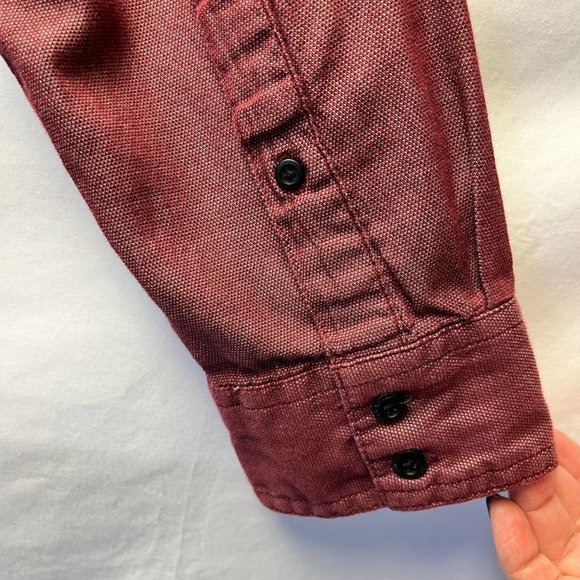Rock & Republic Burgundy Button Up Long Sleeve Chambray Shirt Zip Pockets Size L - Picture 7 of 12